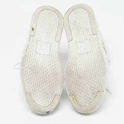 Pre Owned Giuseppe Zanotti Size 43 White Fabric and Leather High Top Sneakers