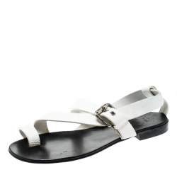 Giuseppe Zanotti White Leather Toe Ring Cross Strap Sandals Size 43