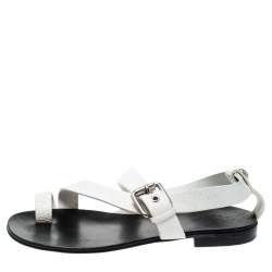 Giuseppe Zanotti White Leather Toe Ring Cross Strap Sandals Size 43
