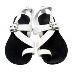 Giuseppe Zanotti White Leather Toe Ring Cross Strap Sandals Size 43