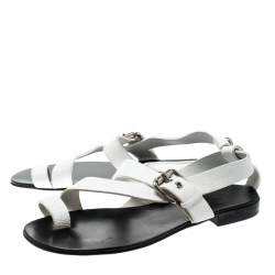 Giuseppe Zanotti White Leather Toe Ring Cross Strap Sandals Size 43