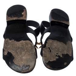 Pre Owned Giuseppe Zanotti Black Leather Zak Spike Flat Sandals Size 40