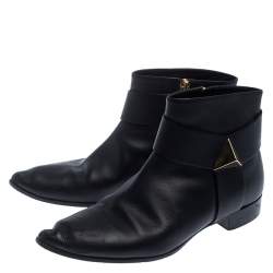 Giuseppe Zanotti Black Leather Pyramid Stud Ankle Boots Size 41.5