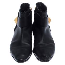 Giuseppe Zanotti Black Leather Pyramid Stud Ankle Boots Size 41.5