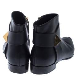 Giuseppe Zanotti Black Leather Pyramid Stud Ankle Boots Size 41.5