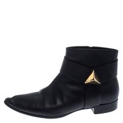 Giuseppe Zanotti Black Leather Pyramid Stud Ankle Boots Size 41.5