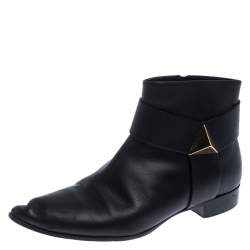 Giuseppe Zanotti Black Leather Pyramid Stud Ankle Boots Size 41.5