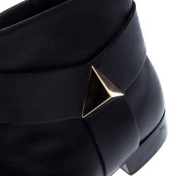 Giuseppe Zanotti Black Leather Pyramid Stud Ankle Boots Size 41.5