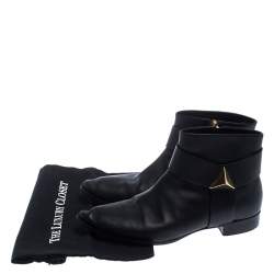 Giuseppe Zanotti Black Leather Pyramid Stud Ankle Boots Size 41.5