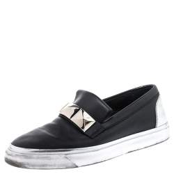Giuseppe Zanotti Black Studded Leather Skate Slip On Sneakers Size 41