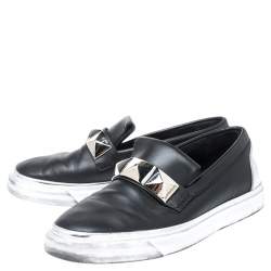 Giuseppe Zanotti Black Studded Leather Skate Slip On Sneakers Size 41