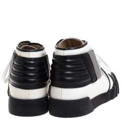 Giuseppe Zanotti Black/White Canvas and Leather Foxy London High Top Sneakers Size 43.5