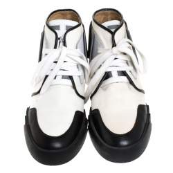 Giuseppe Zanotti Black/White Canvas and Leather Foxy London High Top Sneakers Size 43.5