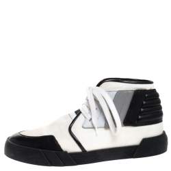 Giuseppe Zanotti Black/White Canvas and Leather Foxy London High Top Sneakers Size 43.5