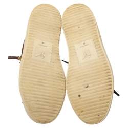 Pre Owned Giuseppe Zanotti Brown Leather Double Zip Lace Up Sneakers Size 43