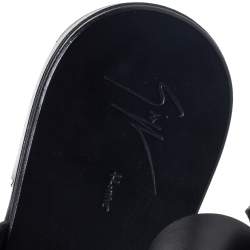 Giuseppe Zanotti Black Leather Zak Spike Flat Sandals Size 40