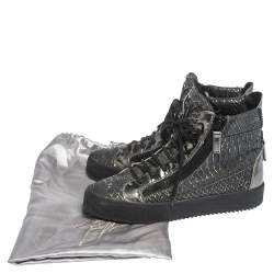 Giuseppe Zanotti Python Embossed Leather Double Zip High Top Sneakers Size 41