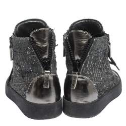 Giuseppe Zanotti Python Embossed Leather Double Zip High Top Sneakers Size 41