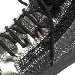 Giuseppe Zanotti Python Embossed Leather Double Zip High Top Sneakers Size 41