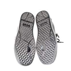 Pre Owned Giuseppe Zanotti Metallic Gunmetal Leather May London Double Chain Low Top Sneakers Size 46