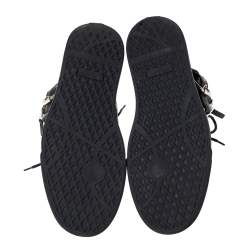 Pre Owned Giuseppe Zanotti Black Croc Embossed Leather Chain Embellished London High Top Sneakers Size 45