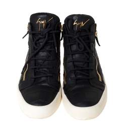 Pre Owned Giuseppe Zanotti Black Croc Embossed Leather London High Top Sneakers Size 45