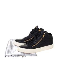 Pre Owned Giuseppe Zanotti Black Croc Embossed Leather London High Top Sneakers Size 45