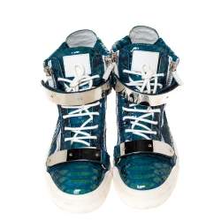 Giuseppe Zanotti Multicolor Python Embossed Leather Coby High Top Sneakers Size 44.5