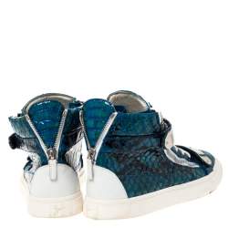 Giuseppe Zanotti Multicolor Python Embossed Leather Coby High Top Sneakers Size 44.5