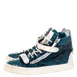 Giuseppe Zanotti Multicolor Python Embossed Leather Coby High Top Sneakers Size 44.5