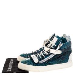 Giuseppe Zanotti Multicolor Python Embossed Leather Coby High Top Sneakers Size 44.5