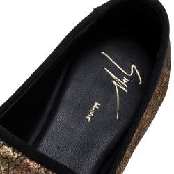 Pre Owned Giuseppe Zanotti Gold Velvet Brocade Fabric Tassel Detail Smoking Slippers Size 41