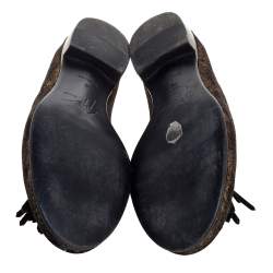 Pre Owned Giuseppe Zanotti Gold Velvet Brocade Fabric Tassel Detail Smoking Slippers Size 41