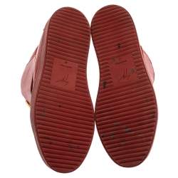 Pre Owned Giuseppe Zanotti Red Suede And Leather Double Zip High Top Sneakers Size 42