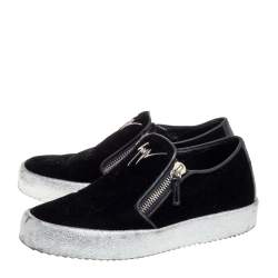 Pre Owned Giuseppe Zanotti Black Velvet Eve Slip On Sneakers Size 40