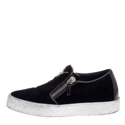 Pre Owned Giuseppe Zanotti Black Velvet Eve Slip On Sneakers Size 40