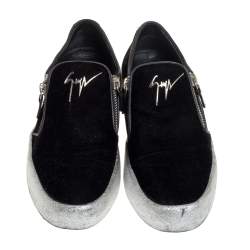 Pre Owned Giuseppe Zanotti Black Velvet Eve Slip On Sneakers Size 40