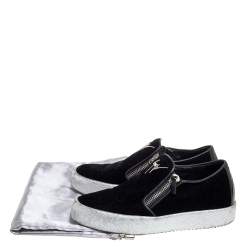Pre Owned Giuseppe Zanotti Black Velvet Eve Slip On Sneakers Size 40