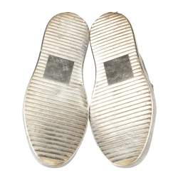 Pre Owned Giuseppe Zanotti Metallic Gunmetal Patent Leather Frankie Low Top Sneakers Size 43