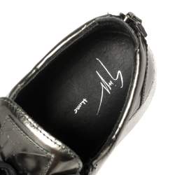 Pre Owned Giuseppe Zanotti Metallic Gunmetal Patent Leather Frankie Low Top Sneakers Size 43