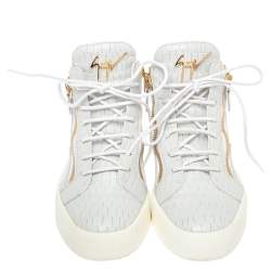 Pre Owned Giuseppe Zanotti Grey Croc Embossed Leather London High Top Sneakers Size 40