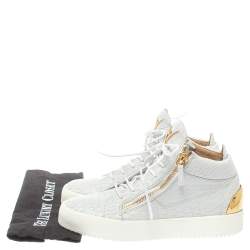 Pre Owned Giuseppe Zanotti Grey Croc Embossed Leather London High Top Sneakers Size 40