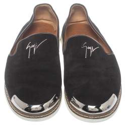 Pre Owned Giuseppe Zanotti Black Suede Leather Smoking Slippers Size 43