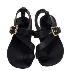 Giuseppe Zanotti Black Leather Toe Ring Cross Strap Sandals Size 42