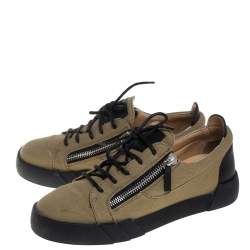 Pre Owned Giuseppe Zanotti Beige/Black Canvas And Leather Foxy London Sneakers Size 41