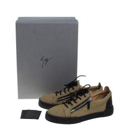 Pre Owned Giuseppe Zanotti Beige/Black Canvas And Leather Foxy London Sneakers Size 41