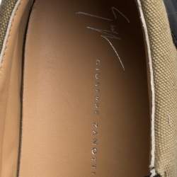 Pre Owned Giuseppe Zanotti Beige/Black Canvas And Leather Foxy London Sneakers Size 41