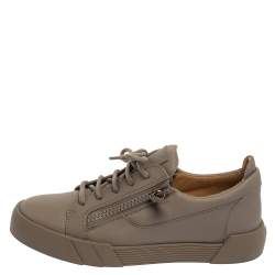 Pre Owned Giuseppe Zanotti Grey Leather Frankie Low Top Sneakers Size 40