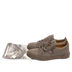 Pre Owned Giuseppe Zanotti Grey Leather Frankie Low Top Sneakers Size 40