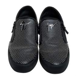 Giuseppe Zanotti Black Studded Leather Eve Slip On Sneakers Size 43